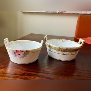 Antique hand painted Nippon bowls with handles